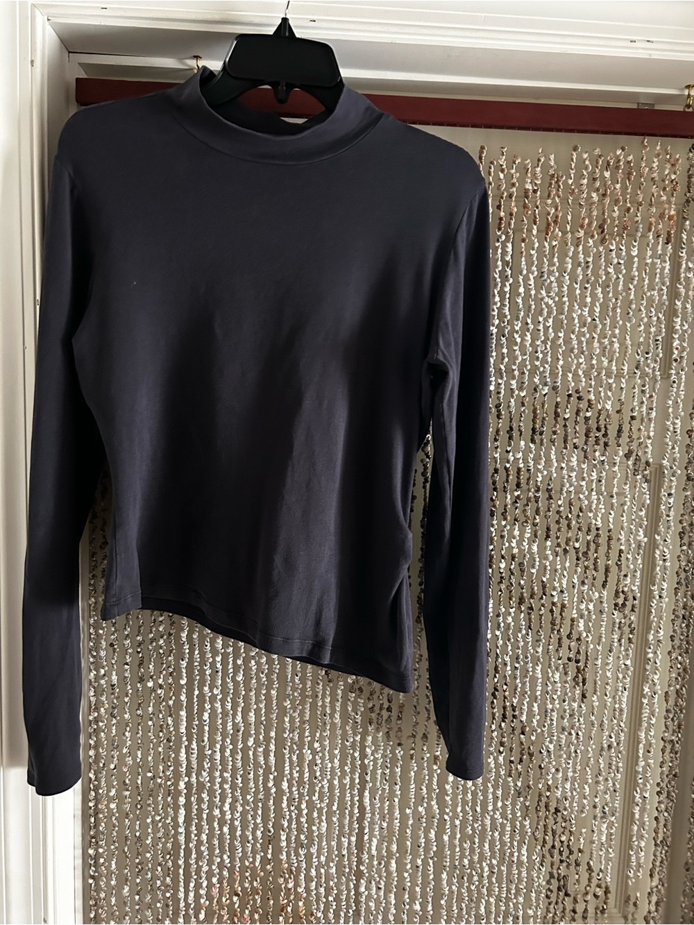 Peruvian Connection Navy Mock Neck Long-Sleeve Top